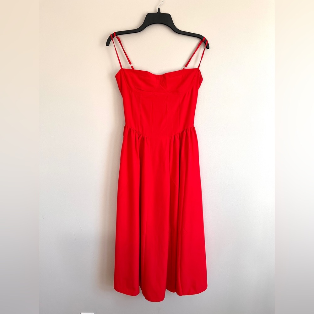 Red Basque-waist Dress Size Med